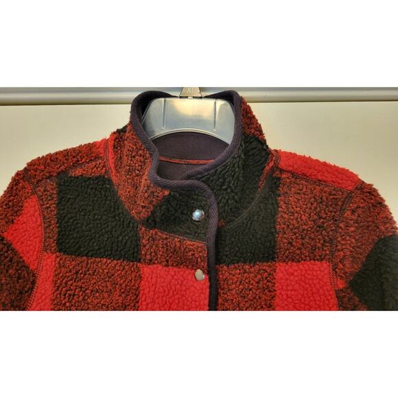 Old Navy Red & Black Plaid Coat By Old Navy Size XS Zip & Snap - Picture 9 of 16